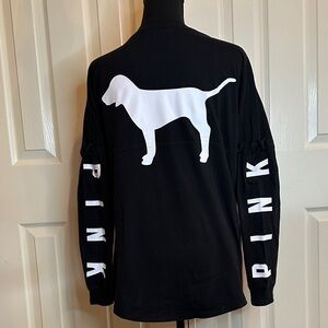 PINK Victoria's Secret Black Long Sleeve Tee with Fun Sleeve Detail